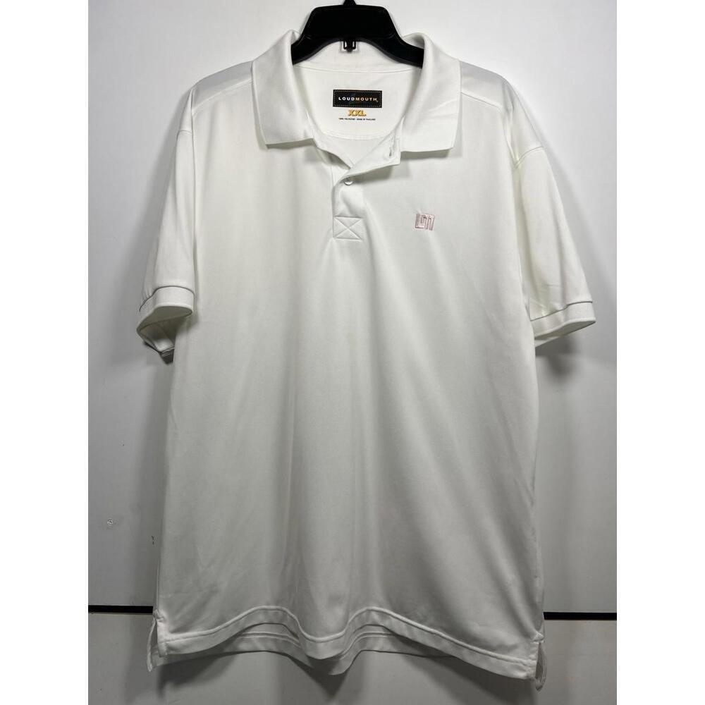 Loudmouth Performance Gold Polk Shirt Men’s Size XXL White Golf Pickleball